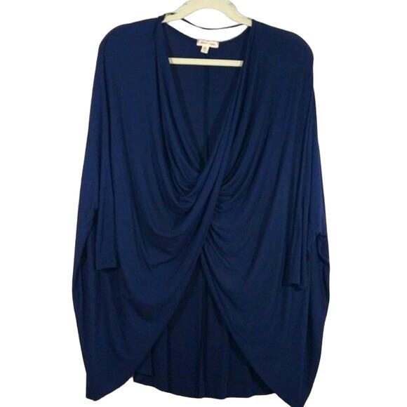 A Silence + Noise Women's Navy Blue Twist Front Oversized Top Shirt Tunic XS - Picture 1 of 13